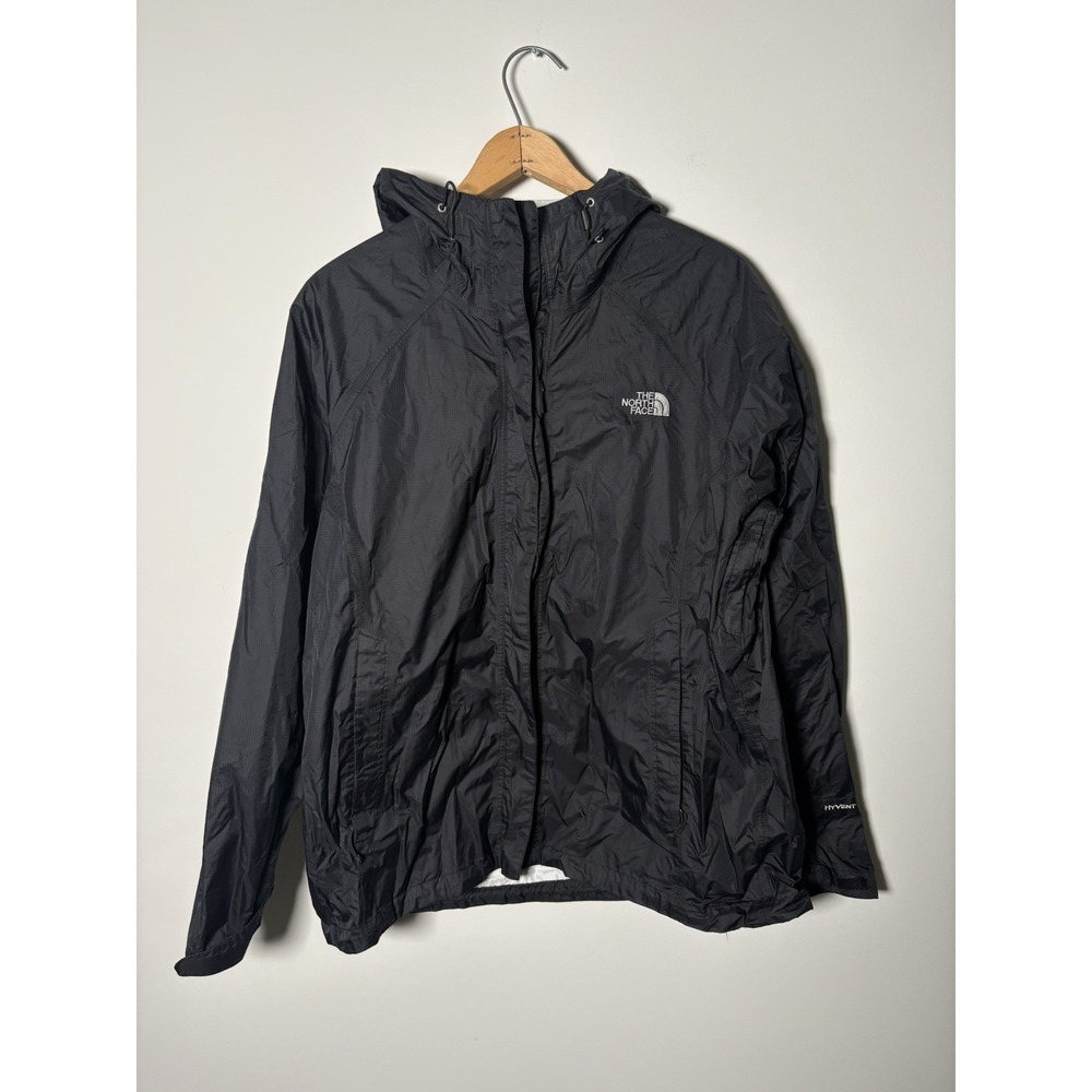 The North Face HyVent 2.5L Jacket Womens XL Black Waterproof Rain Coat Hooded